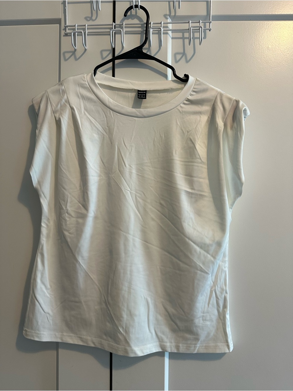 SHEIN Women Women’s White Cap-Sleeve Crewneck Top